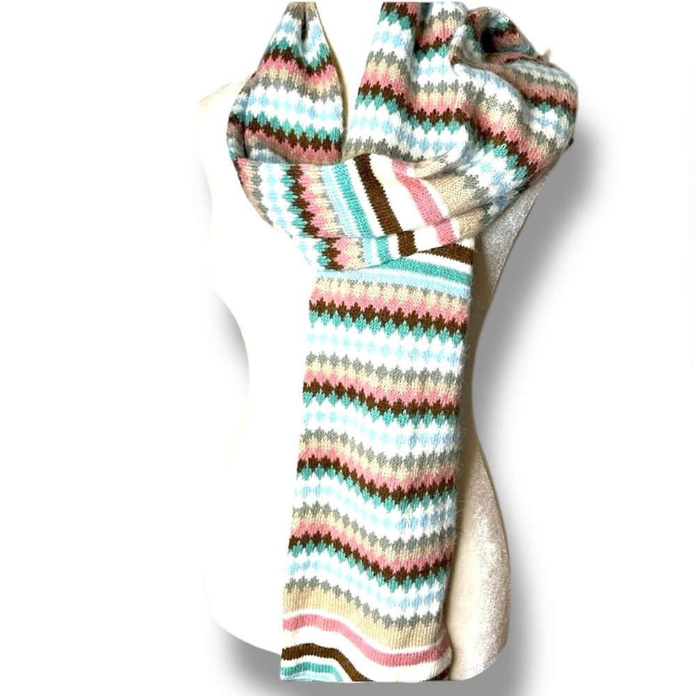 Alfani multicolor argyle geometric shapes with stripes soft cozy scarf New